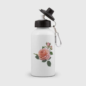 Бутылка спортивная с принтом Розовая роза в Белгороде, металл | емкость — 500 мл, в комплекте две пластиковые крышки и карабин для крепления | девушкам | розовая роза | цветок