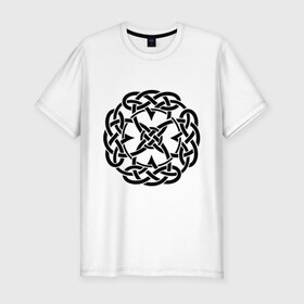 Мужская футболка премиум с принтом Сложный кельтский узор в Белгороде, 92% хлопок, 8% лайкра | приталенный силуэт, круглый вырез ворота, длина до линии бедра, короткий рукав | кельтский узор | орнамент | узор