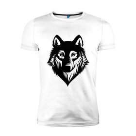 Мужская футболка премиум с принтом Призрачный волк в Белгороде, 92% хлопок, 8% лайкра | приталенный силуэт, круглый вырез ворота, длина до линии бедра, короткий рукав | волк | голова волка | животное | призрак