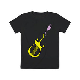 Детская футболка хлопок с принтом Стильная гитара в Белгороде, 100% хлопок | круглый вырез горловины, полуприлегающий силуэт, длина до линии бедер | гитара