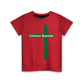 Детская футболка хлопок с принтом Cristiano Ronaldo в Белгороде, 100% хлопок | круглый вырез горловины, полуприлегающий силуэт, длина до линии бедер | cristiano | ronaldo | криштиану | мадрид | реал | роналду | сборная | флаг | футбол