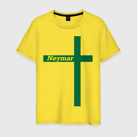 Мужская футболка хлопок с принтом Neymar в Белгороде, 100% хлопок | прямой крой, круглый вырез горловины, длина до линии бедер, слегка спущенное плечо. | бразилия | неймар