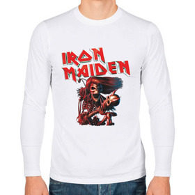Мужской лонгслив хлопок с принтом Iron Maiden в Белгороде, 100% хлопок |  | гитара | скелет