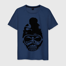 Мужская футболка хлопок с принтом Зимний зомби в Белгороде, 100% хлопок | прямой крой, круглый вырез горловины, длина до линии бедер, слегка спущенное плечо. | зомби