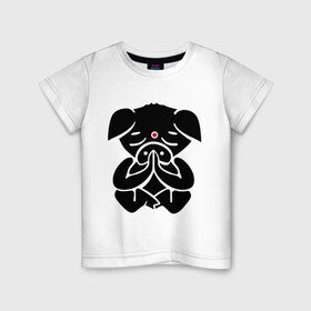 Детская футболка хлопок с принтом Медитирующая свинка в Белгороде, 100% хлопок | круглый вырез горловины, полуприлегающий силуэт, длина до линии бедер | Тематика изображения на принте: 