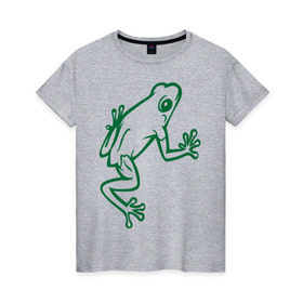 Женская футболка хлопок с принтом Лягушка в Белгороде, 100% хлопок | прямой крой, круглый вырез горловины, длина до линии бедер, слегка спущенное плечо | жаба | лягушка