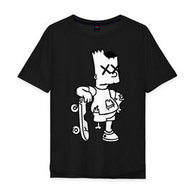 Мужская футболка хлопок Oversize с принтом Bart Simpsons zombie в Белгороде, 100% хлопок | свободный крой, круглый ворот, “спинка” длиннее передней части | bart | bart simpsons zombie | кино