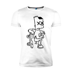 Мужская футболка премиум с принтом Bart Simpsons zombie в Белгороде, 92% хлопок, 8% лайкра | приталенный силуэт, круглый вырез ворота, длина до линии бедра, короткий рукав | bart | bart simpsons zombie | кино