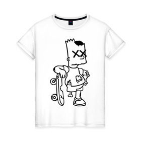 Женская футболка хлопок с принтом Bart Simpsons zombie в Белгороде, 100% хлопок | прямой крой, круглый вырез горловины, длина до линии бедер, слегка спущенное плечо | bart | bart simpsons zombie | кино