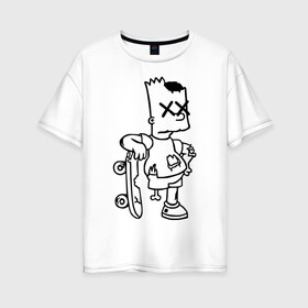 Женская футболка хлопок Oversize с принтом Bart Simpsons zombie в Белгороде, 100% хлопок | свободный крой, круглый ворот, спущенный рукав, длина до линии бедер
 | bart | bart simpsons zombie | кино