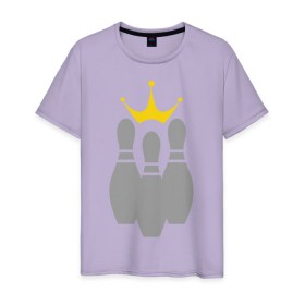 Мужская футболка хлопок с принтом Король боулинга в Белгороде, 100% хлопок | прямой крой, круглый вырез горловины, длина до линии бедер, слегка спущенное плечо. | Тематика изображения на принте: боулинг | король боулинга | корона | спорт