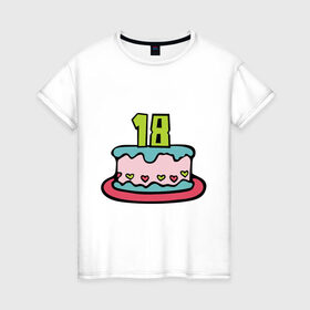 Женская футболка хлопок с принтом Восемнадцатилетие в Белгороде, 100% хлопок | прямой крой, круглый вырез горловины, длина до линии бедер, слегка спущенное плечо | happy birthday | восемнадцатилетие | день рождения | подарки. торт | праздники | хэппи бездэй