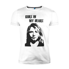 Мужская футболка премиум с принтом Nirvana в Белгороде, 92% хлопок, 8% лайкра | приталенный силуэт, круглый вырез ворота, длина до линии бедра, короткий рукав | Тематика изображения на принте: cobain | kurt | кобейн | курт | нирвана