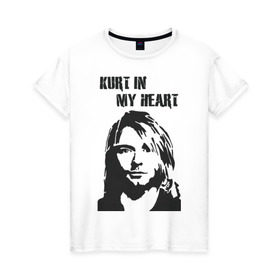 Женская футболка хлопок с принтом Nirvana в Белгороде, 100% хлопок | прямой крой, круглый вырез горловины, длина до линии бедер, слегка спущенное плечо | cobain | kurt | кобейн | курт | нирвана