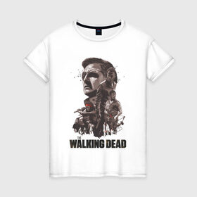 Женская футболка хлопок с принтом Ходячие Мертвецы в Белгороде, 100% хлопок | прямой крой, круглый вырез горловины, длина до линии бедер, слегка спущенное плечо | dead | walking | мертвецы | ходячие