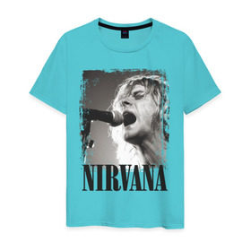Мужская футболка хлопок с принтом Nirvana в Белгороде, 100% хлопок | прямой крой, круглый вырез горловины, длина до линии бедер, слегка спущенное плечо. | cobain | kurt | кобейн | курт | нирвана