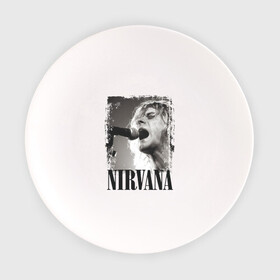 Тарелка с принтом Nirvana в Белгороде, фарфор | диаметр - 210 мм
диаметр для нанесения принта - 120 мм | cobain | kurt | кобейн | курт | нирвана