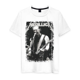 Мужская футболка хлопок с принтом Metallica в Белгороде, 100% хлопок | прямой крой, круглый вырез горловины, длина до линии бедер, слегка спущенное плечо. | metallica | металлика