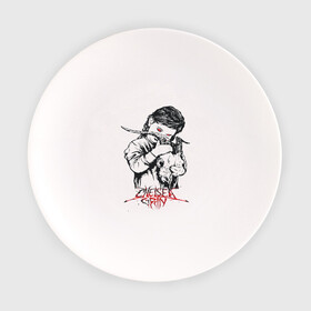 Тарелка с принтом Chelsea Grin в Белгороде, фарфор | диаметр - 210 мм
диаметр для нанесения принта - 120 мм | chelsea | grin | девочка | череп