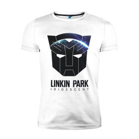 Мужская футболка премиум с принтом Linkin Park в Белгороде, 92% хлопок, 8% лайкра | приталенный силуэт, круглый вырез ворота, длина до линии бедра, короткий рукав | iridescent | linkin | park | transformers | автоботы | трансформеры