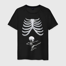 Мужская футболка хлопок с принтом Скелет каратист в Белгороде, 100% хлопок | прямой крой, круглый вырез горловины, длина до линии бедер, слегка спущенное плечо. | каратэ | скелет