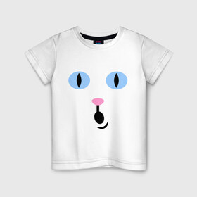 Детская футболка хлопок с принтом Кошечка (удивление) в Белгороде, 100% хлопок | круглый вырез горловины, полуприлегающий силуэт, длина до линии бедер | глаза | киса | кот | кошечка | кошка | удивление