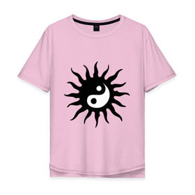 Мужская футболка хлопок Oversize с принтом Сияющий инь-ян в Белгороде, 100% хлопок | свободный крой, круглый ворот, “спинка” длиннее передней части | инь | луч | сияние | сияющий | солнце | ян | янь