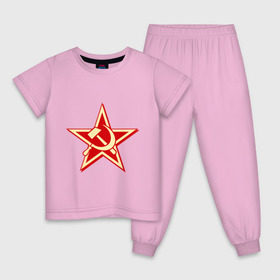 Детская пижама хлопок с принтом Слава советскому человеку в Белгороде, 100% хлопок |  брюки и футболка прямого кроя, без карманов, на брюках мягкая резинка на поясе и по низу штанин
 | звезда | красный | молот | патриот | ретро | серп | ссср
