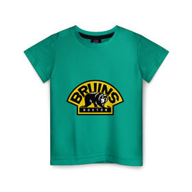 Детская футболка хлопок с принтом HC Boston Bruins Label в Белгороде, 100% хлопок | круглый вырез горловины, полуприлегающий силуэт, длина до линии бедер | Тематика изображения на принте: boston | bruins | club | hockey | клуб | хоккей