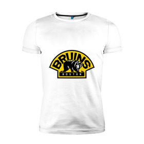 Мужская футболка премиум с принтом HC Boston Bruins Label в Белгороде, 92% хлопок, 8% лайкра | приталенный силуэт, круглый вырез ворота, длина до линии бедра, короткий рукав | boston | bruins | club | hockey | клуб | хоккей