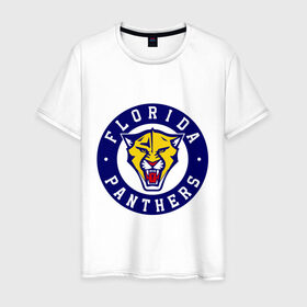 Мужская футболка хлопок с принтом HC Florida Panthers в Белгороде, 100% хлопок | прямой крой, круглый вырез горловины, длина до линии бедер, слегка спущенное плечо. | club | florida | hockey | panthers | клуб | хоккей