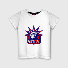 Детская футболка хлопок с принтом HC New York Rangers Emblem в Белгороде, 100% хлопок | круглый вырез горловины, полуприлегающий силуэт, длина до линии бедер | club | hockey | new | nyr | rangers | york | клуб | хоккей