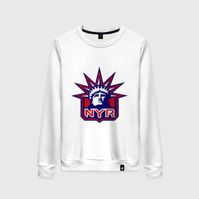 Женский свитшот хлопок с принтом HC New York Rangers Emblem в Белгороде, 100% хлопок | прямой крой, круглый вырез, на манжетах и по низу широкая трикотажная резинка  | club | hockey | new | nyr | rangers | york | клуб | хоккей