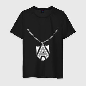 Мужская футболка хлопок с принтом Dota 2 Alliance медальон в Белгороде, 100% хлопок | прямой крой, круглый вырез горловины, длина до линии бедер, слегка спущенное плечо. | alliance | dota | dota2 | альянс | дота | дота2 | логотип | цепь