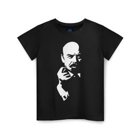 Детская футболка хлопок с принтом Ленин в Белгороде, 100% хлопок | круглый вырез горловины, полуприлегающий силуэт, длина до линии бедер | большевик | дуля | ильич | коммунизм | ленин | ретро | ссср | фига | шиш