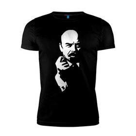 Мужская футболка премиум с принтом Ленин в Белгороде, 92% хлопок, 8% лайкра | приталенный силуэт, круглый вырез ворота, длина до линии бедра, короткий рукав | большевик | дуля | ильич | коммунизм | ленин | ретро | ссср | фига | шиш