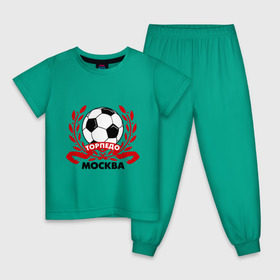 Детская пижама хлопок с принтом Торпедо в Белгороде, 100% хлопок |  брюки и футболка прямого кроя, без карманов, на брюках мягкая резинка на поясе и по низу штанин
 | Тематика изображения на принте: венок | москва | мяч | спорт | торпедо | фк | футбол | футбольный клуб