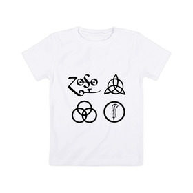 Детская футболка хлопок с принтом Led Zeppelin simbols в Белгороде, 100% хлопок | круглый вырез горловины, полуприлегающий силуэт, длина до линии бедер | led zeppelin