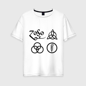 Женская футболка хлопок Oversize с принтом Led Zeppelin simbols в Белгороде, 100% хлопок | свободный крой, круглый ворот, спущенный рукав, длина до линии бедер
 | led zeppelin