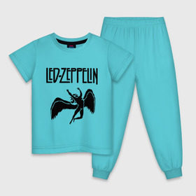 Детская пижама хлопок с принтом Led Zeppelin в Белгороде, 100% хлопок |  брюки и футболка прямого кроя, без карманов, на брюках мягкая резинка на поясе и по низу штанин
 | Тематика изображения на принте: led zeppelin