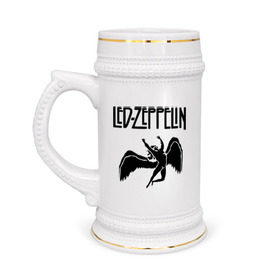 Кружка пивная с принтом Led Zeppelin в Белгороде,  керамика (Материал выдерживает высокую температуру, стоит избегать резкого перепада температур) |  объем 630 мл | led zeppelin