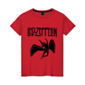 Женская футболка хлопок с принтом Led Zeppelin в Белгороде, 100% хлопок | прямой крой, круглый вырез горловины, длина до линии бедер, слегка спущенное плечо | led zeppelin