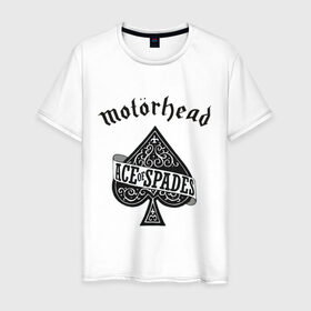 Мужская футболка хлопок с принтом Motorhead ace of spades в Белгороде, 100% хлопок | прямой крой, круглый вырез горловины, длина до линии бедер, слегка спущенное плечо. | Тематика изображения на принте: motorhead