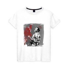 Женская футболка хлопок с принтом Фредди в Белгороде, 100% хлопок | прямой крой, круглый вырез горловины, длина до линии бедер, слегка спущенное плечо | queen | меломанам | музыка | рок | фрэдди меркьюри