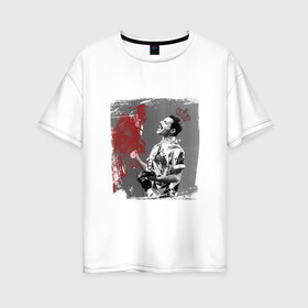 Женская футболка хлопок Oversize с принтом Фредди в Белгороде, 100% хлопок | свободный крой, круглый ворот, спущенный рукав, длина до линии бедер
 | queen | меломанам | музыка | рок | фрэдди меркьюри