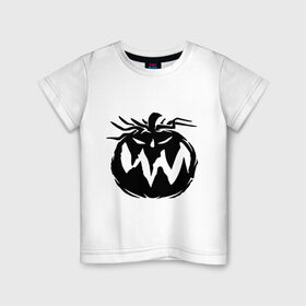 Детская футболка хлопок с принтом Страшная тыква в Белгороде, 100% хлопок | круглый вырез горловины, полуприлегающий силуэт, длина до линии бедер | Тематика изображения на принте: 
