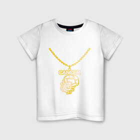 Детская футболка хлопок с принтом Cancer рак (краб) в Белгороде, 100% хлопок | круглый вырез горловины, полуприлегающий силуэт, длина до линии бедер | Тематика изображения на принте: cancer рак | астрономия | зодиак | космос | краб | цепь