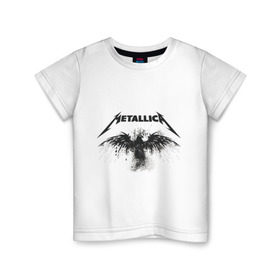 Детская футболка хлопок с принтом Metallica в Белгороде, 100% хлопок | круглый вырез горловины, полуприлегающий силуэт, длина до линии бедер | metallica | музыка | рок