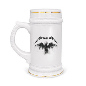 Кружка пивная с принтом Metallica в Белгороде,  керамика (Материал выдерживает высокую температуру, стоит избегать резкого перепада температур) |  объем 630 мл | Тематика изображения на принте: metallica | музыка | рок