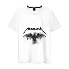 Мужская футболка хлопок с принтом Metallica в Белгороде, 100% хлопок | прямой крой, круглый вырез горловины, длина до линии бедер, слегка спущенное плечо. | metallica | музыка | рок